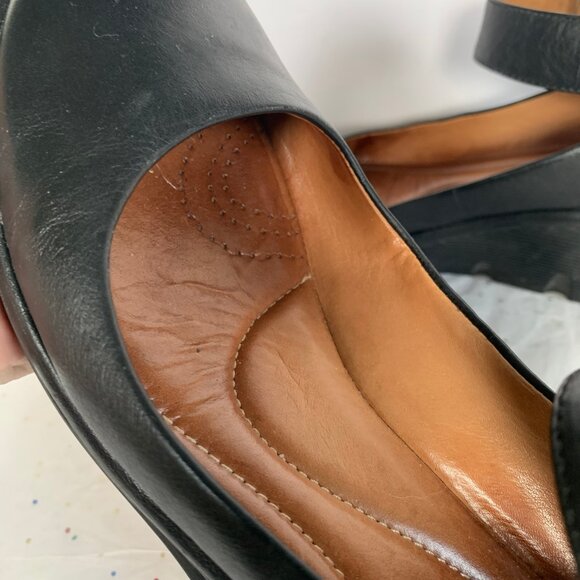 Clarks Artisan Clarene Tide Black Leather Ankle Strap Platform Wedges - Size 6.5 - Picture 9 of 16